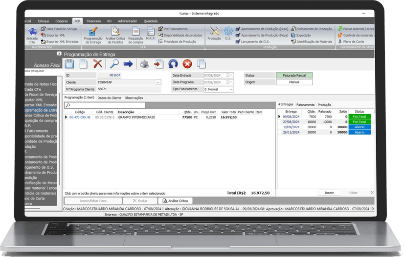 Notbook com o design do sistema Icarus